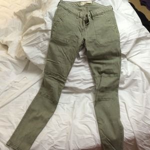 Military green skinny pants