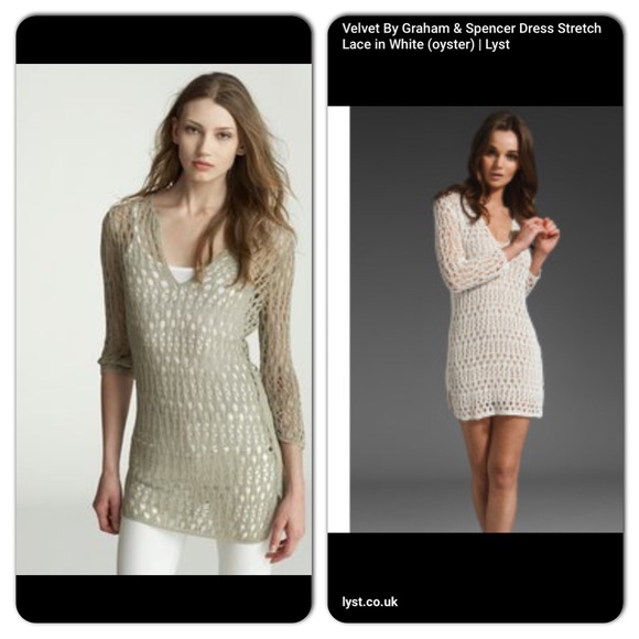 Crochet Tunic Sweater w/V-Neck & Sassy Side Slits - Picture 4 of 4