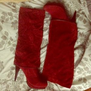 Knee high rusty red colored boots size 9