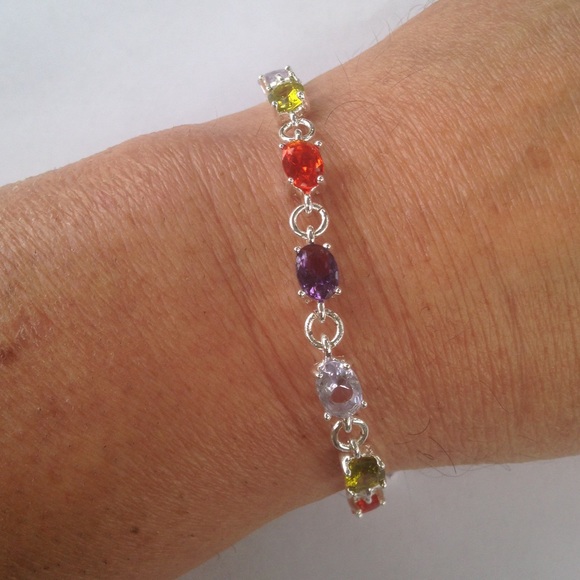 925 SS Color Crystal Bracelet - Picture 3 of 4