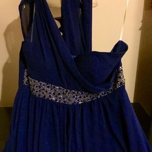 Royal blue party dress with sliver and blue beads