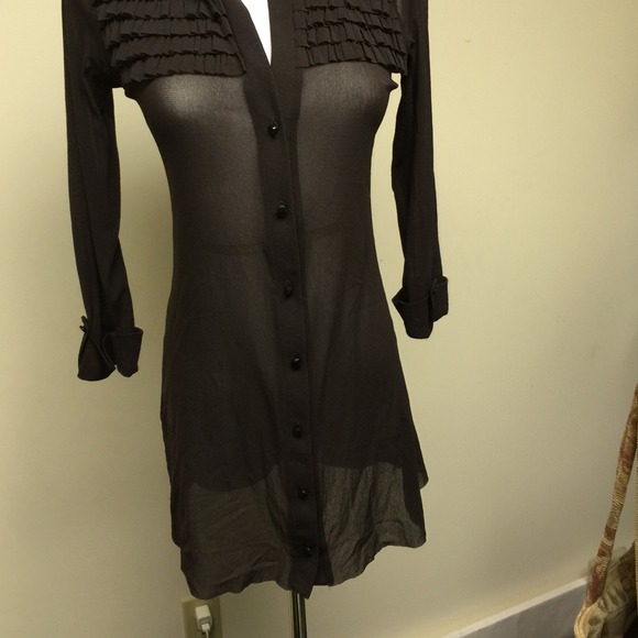 Brown sheer button up - Picture 2 of 3