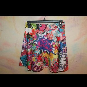 Comic Print Skater Skirt