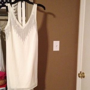 white deep v party dress