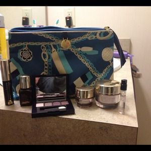 Estée Lauder makeup bag and makeup