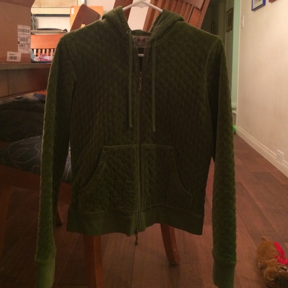 Juicy Couture green quilted velour zip up jacket