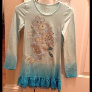 Blue Ombre Long-Sleeved Shirt For Girls Around 12