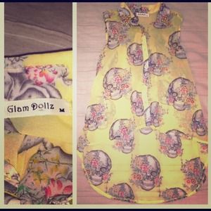 Yellow scull sleeveless top