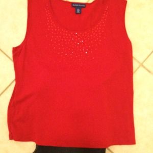 Karen Scott - bright red sparkly tank shirt