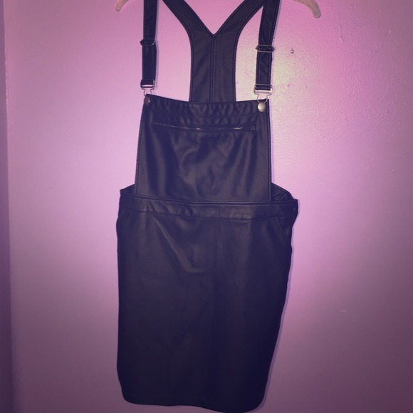 Pleather skirt overall