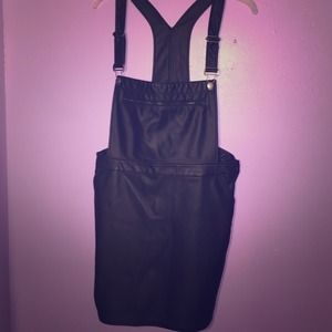 Pleather skirt overall