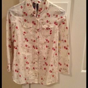 Collared Floral Long-Sleeved For Girls