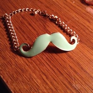 Mint Blue Mustache Bracelet