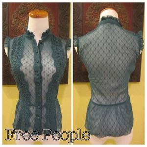 / Free People / Sheer Turquoise Blouse