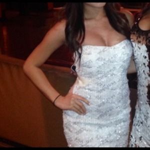 Sequin white/silver dress from bebe