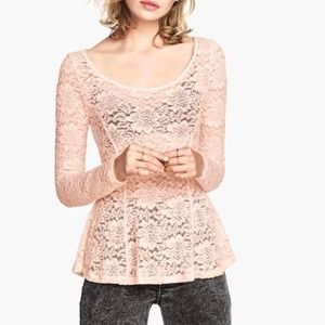 H&M Pink Lace Peplum Top