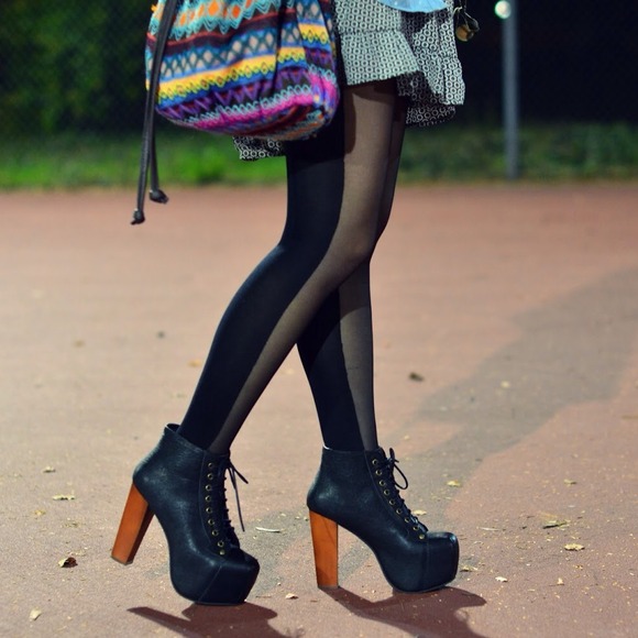 Other - Two Tone Black Sheer Opaque Tights