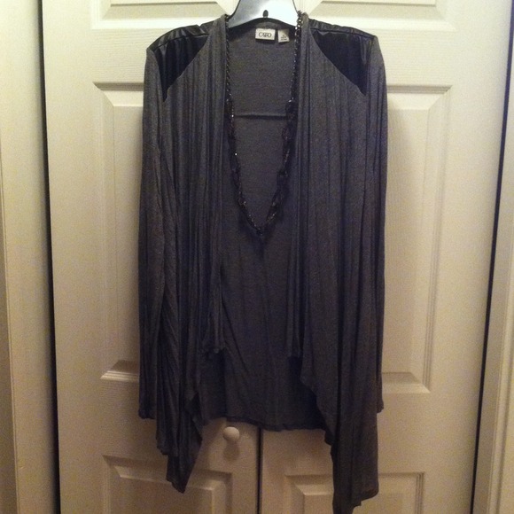 Edgy Open Front Cardigan & Cream Lane Bryant shirt