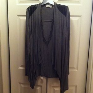 Edgy Open Front Cardigan & Cream Lane Bryant shirt