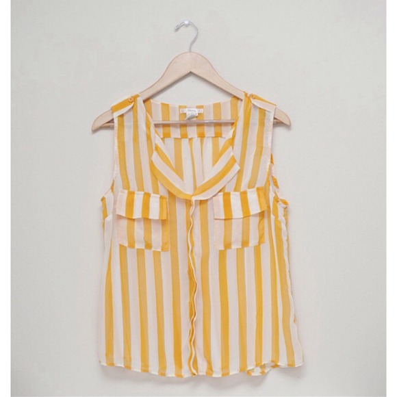 Golden & White Striped Flowy Top