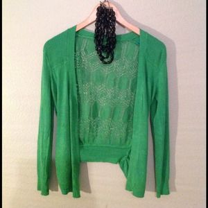 Simple green sweater to wear with jeans.