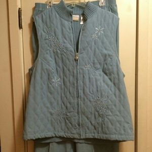 Alfred Dunner Lt Blue Cordoroy Pants Set