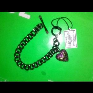 Juicy Couture Purple Pave Heart Banner Bracelet
