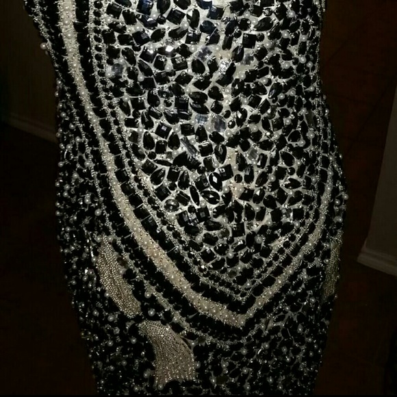 FINAL REDUC. Stunning Heavy Beaded Sheer Dress - Picture 3 of 4