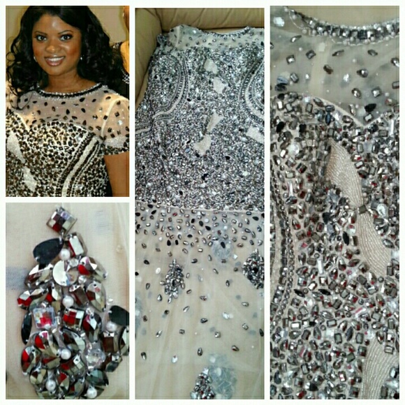 FINAL REDUC. Stunning Heavy Beaded Sheer Dress - Picture 4 of 4