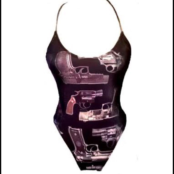 "Whiskey and a Gun" one piece high-cut swimsuit - Picture 2 of 3