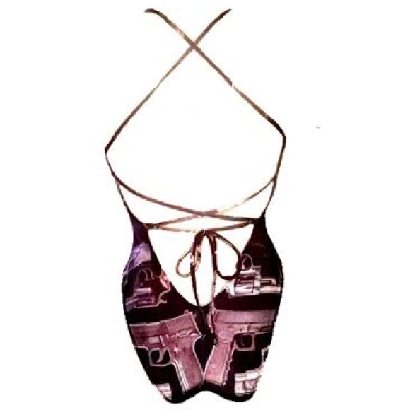 "Whiskey and a Gun" one piece high-cut swimsuit - Picture 3 of 3
