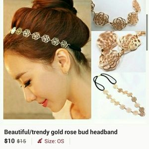 Beautiful/trendy gold rose bud head band