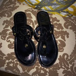 Tory Burch Black Patent Leather Miller Sandals