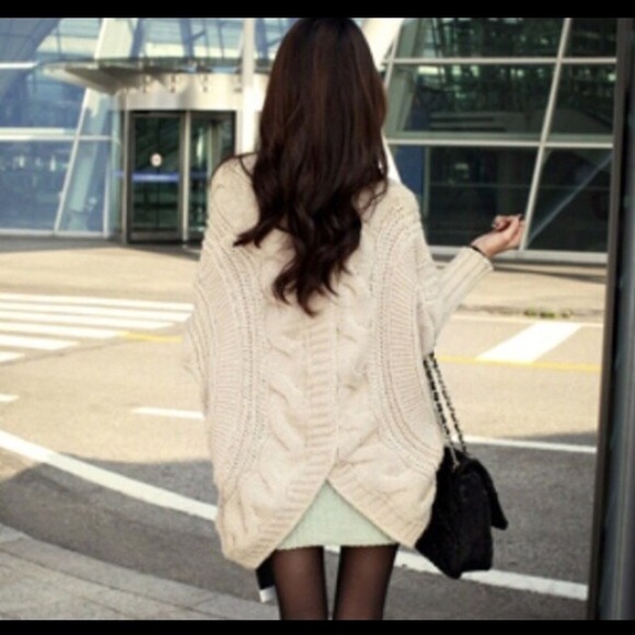 Beige Wool Cozy Batwing Cardigan - Picture 2 of 4