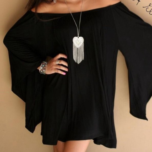 Sold! BLACK BOHO WING BELL LONG SLEEVE