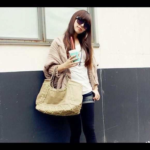 Khaki Wool Cozy Batwing Cardigan - Picture 3 of 4