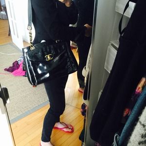 chanel vintage black tote and uo sweater bundle
