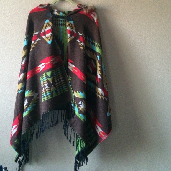 Multi colored cardigan poncho