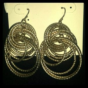 Triple hoop dangle earrings