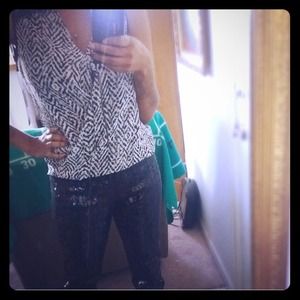 Lowest price:H&M Black sequin jeans - 10