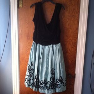 Black and aqua cocktail dress