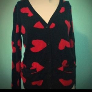 Urban Outfitters POL red heart cardigan large