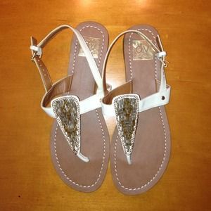 Ivory Sandals with metallic trim