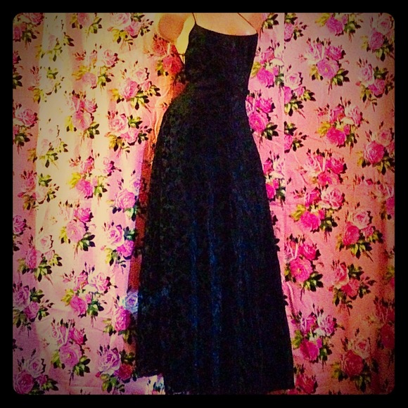 Betsey Johnson black wedding velvet halter corset dress S vintage gothic Lolita