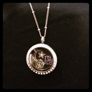 Origami owl necklace with charms
