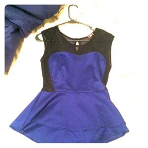 Blue and black lace top