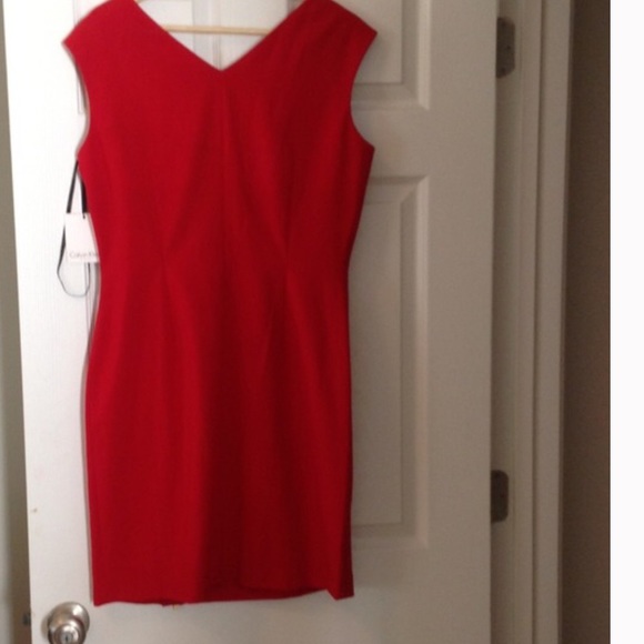 💯 RED CALVIN KLEIN ZIPPER DRESS - Picture 3 of 4