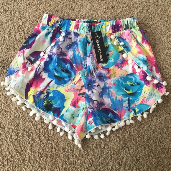 Watercolor Pom Pom Shorts