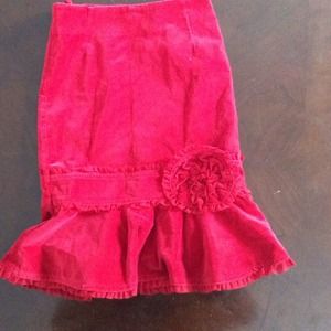 Girls Red velvet trumpet skirt