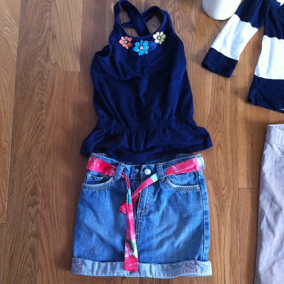 Tank top with jean skirt